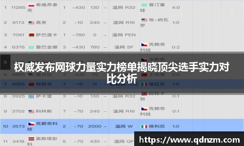 权威发布网球力量实力榜单揭晓顶尖选手实力对比分析